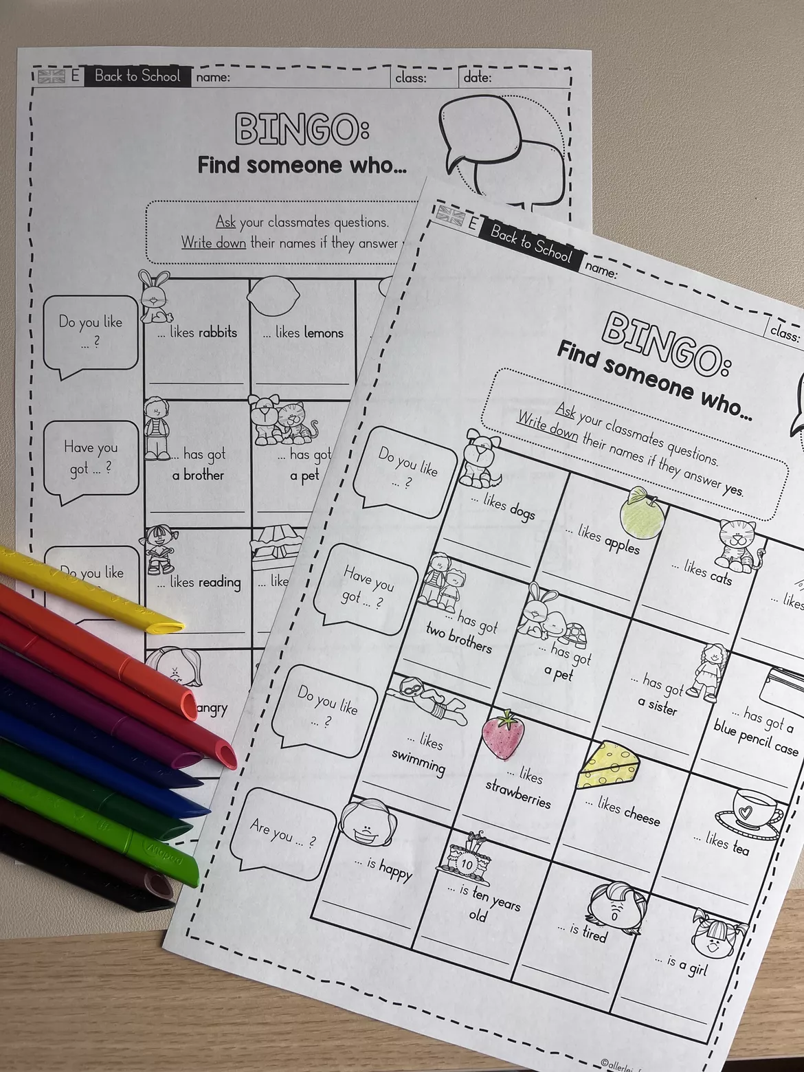 Bild in der Beschreibung des Unterrichtsmaterials Englisch Bingo Klasse 4 – „Find someone who…“ | Wiederholung zum Schuljahresbeginn von allerlei_fuer_die_schule #1