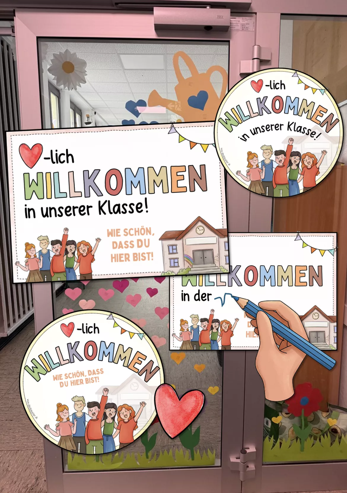 Bild in der Beschreibung des Unterrichtsmaterials Willkommen - Türschilder / Schuljahresanfang Schuljahresbeginn von Doodleteacher #2