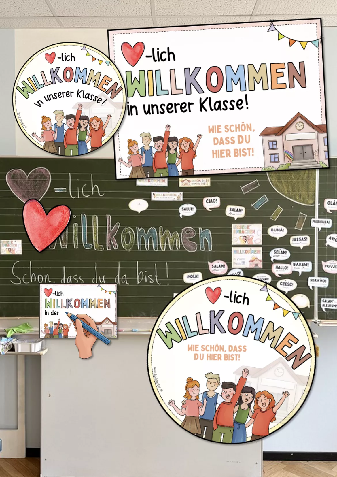 Bild in der Beschreibung des Unterrichtsmaterials Willkommen - Türschilder / Schuljahresanfang Schuljahresbeginn von Doodleteacher #1