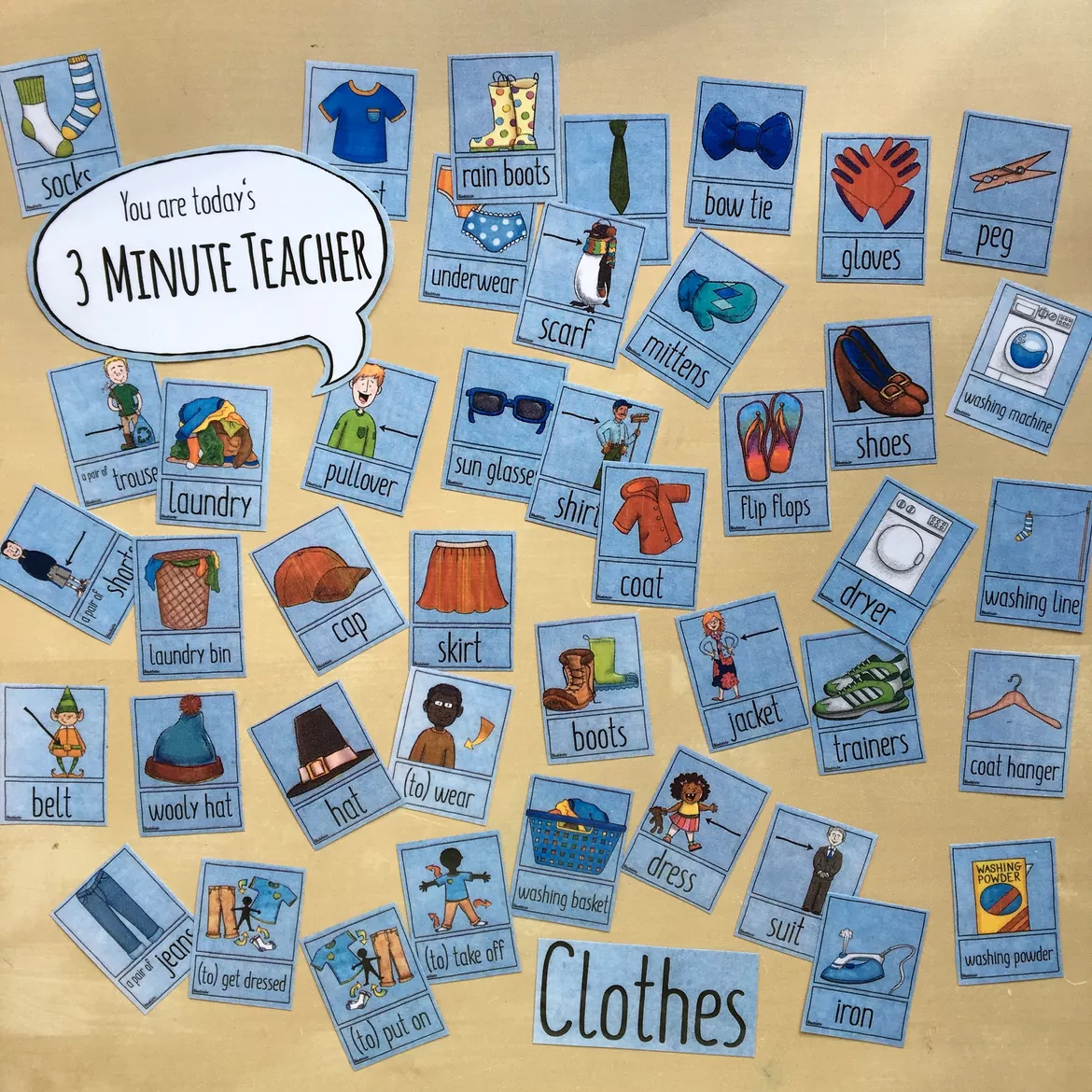 Bild in der Beschreibung des Unterrichtsmaterials Clothes - Poster und Flashkarten von Doodleteacher #1