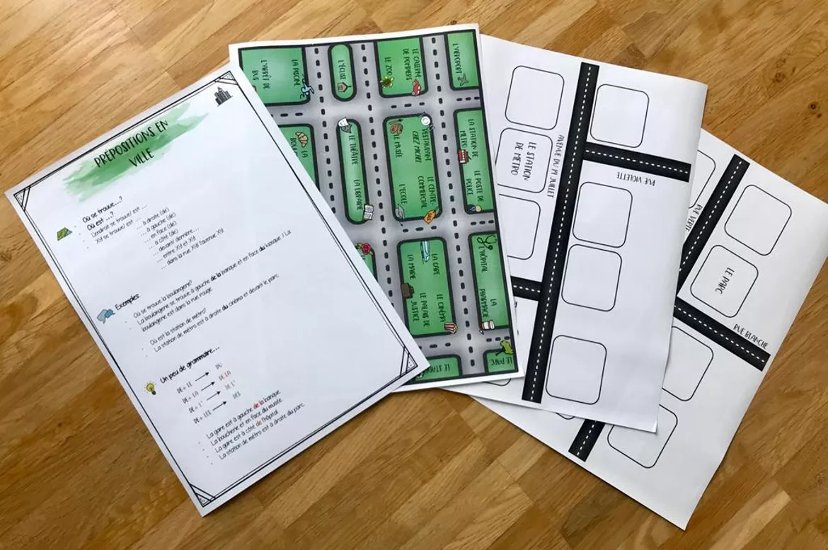 Bild in der Beschreibung des Unterrichtsmaterials Sprechanlass: Prépositions en ville (In der Stadt) von Mme_Sie #1