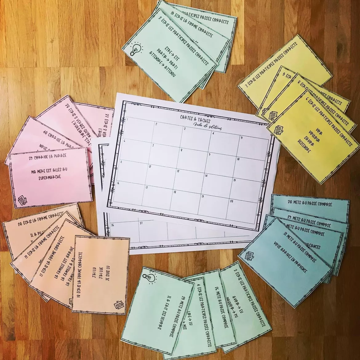 Bild in der Beschreibung des Unterrichtsmaterials 40 Cartes à tâches: Passé composé (Task cards) von Mme_Sie #2