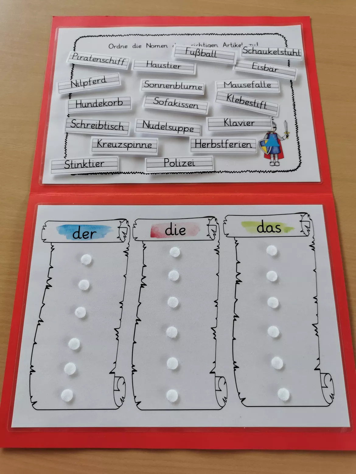 Bild in der Beschreibung des Unterrichtsmaterials Wortartenmärchen: Klettmappe Bestimmter Artikel von Frau Waschbär #1