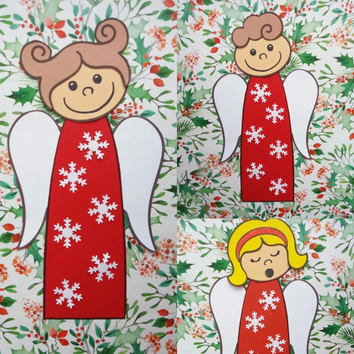 Bild in der Beschreibung des Unterrichtsmaterials Classroom Printables Engel Bastelvorlage Advent Weihnachten von Wolkenland.Graphics #4