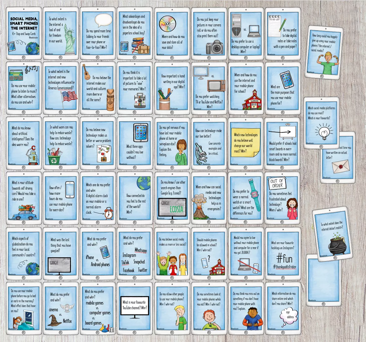 Bild in der Beschreibung des Unterrichtsmaterials Social Media, Mobile Phones & The Internet - 50+ Stop and Swap Cards von Doodleteacher #1