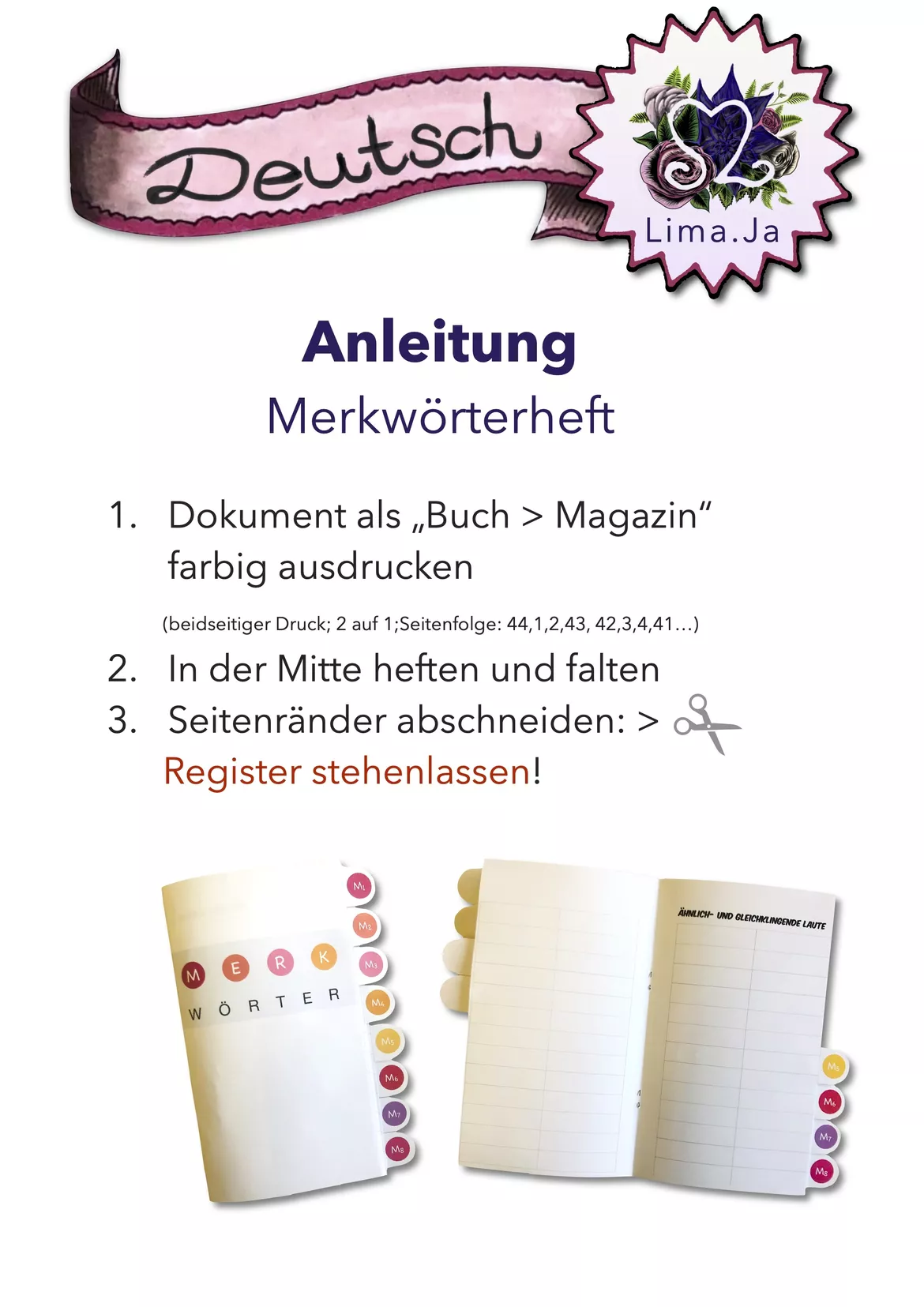 Bild in der Beschreibung des Unterrichtsmaterials Materialpaket: 133 MERKWÖRTER-Karteikarten & Heft von Lima.Ja #2