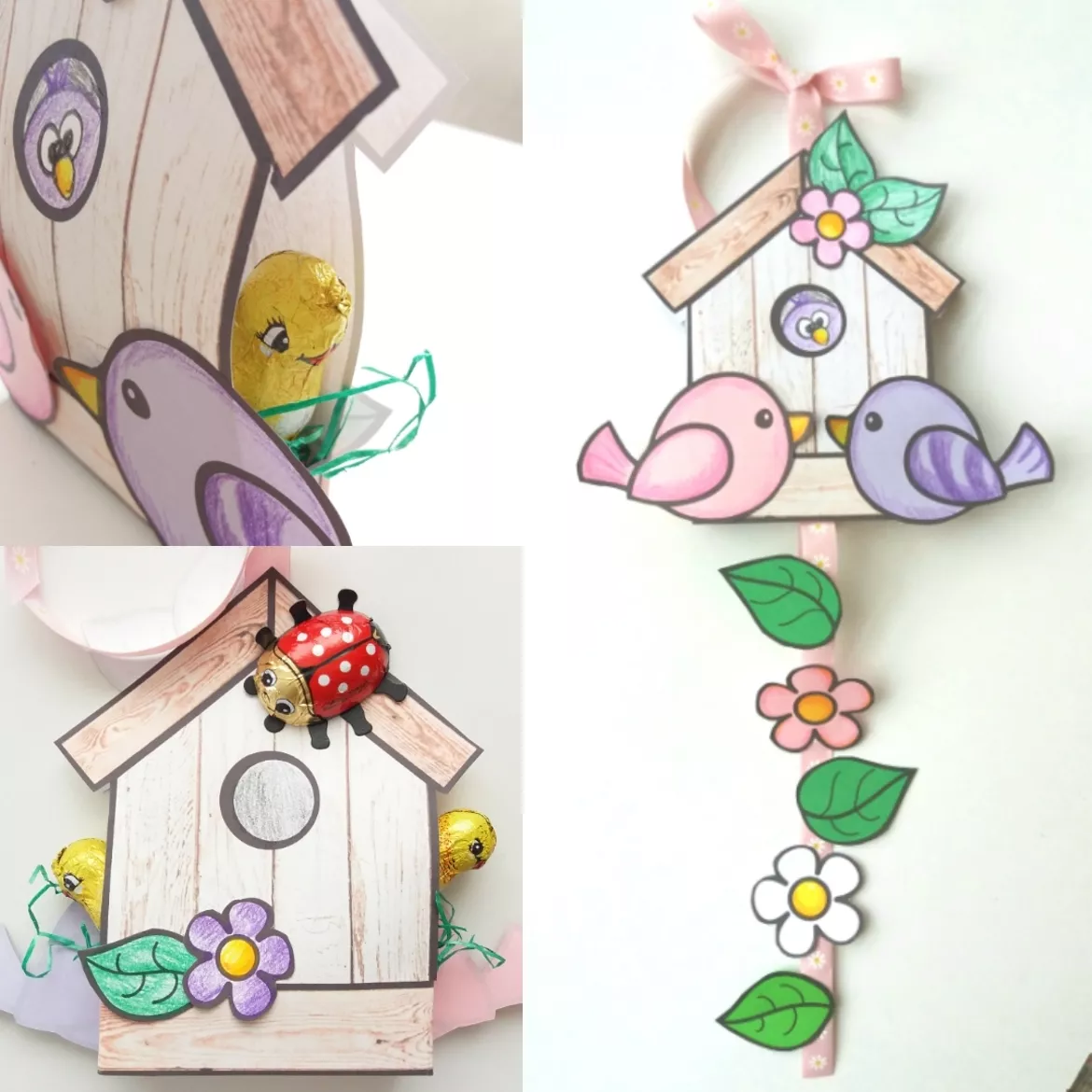 Bild in der Beschreibung des Unterrichtsmaterials Vogelhaus basteln im Frühling Kunst Grundschule Klasse 1-4 Geschenktasche Vögel Bastelvorlage von Wolkenland.Graphics #1