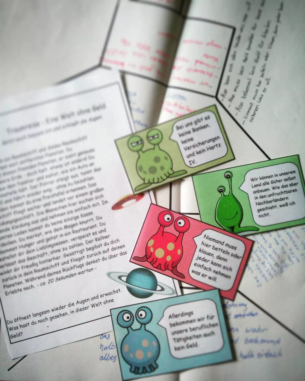 Bild in der Beschreibung des Unterrichtsmaterials Traumreise und Placemat: Eine Welt ohne Geld von Natur.Wissen.schaffen #1