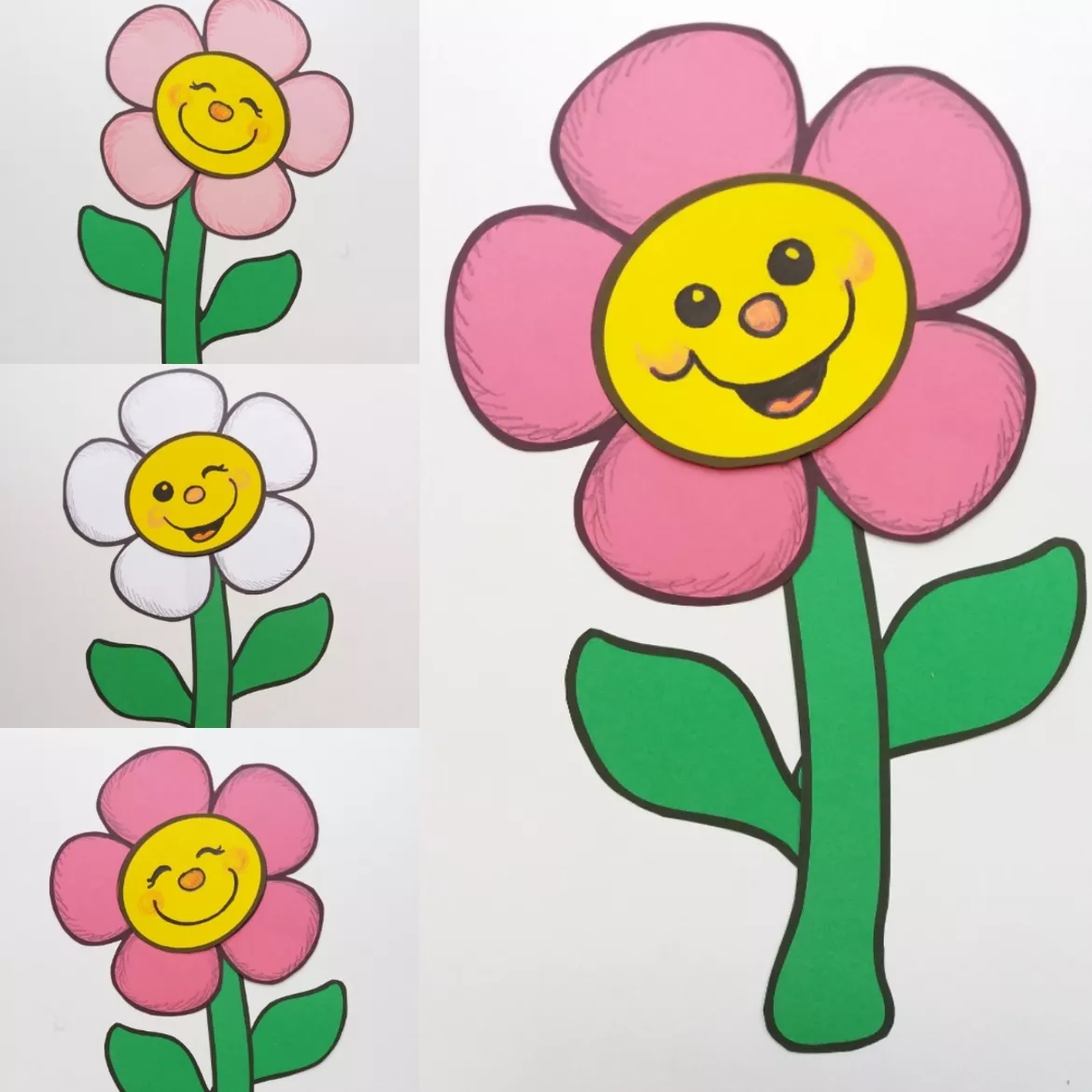Bild in der Beschreibung des Unterrichtsmaterials Blumen Muttertagsgeschenk : Fensterbild & Bastelvorlage Kunstunterricht Klasse 1-4 (Muttertag basteln / Happy Flowers / Wiese) von Wolkenland.Graphics #2