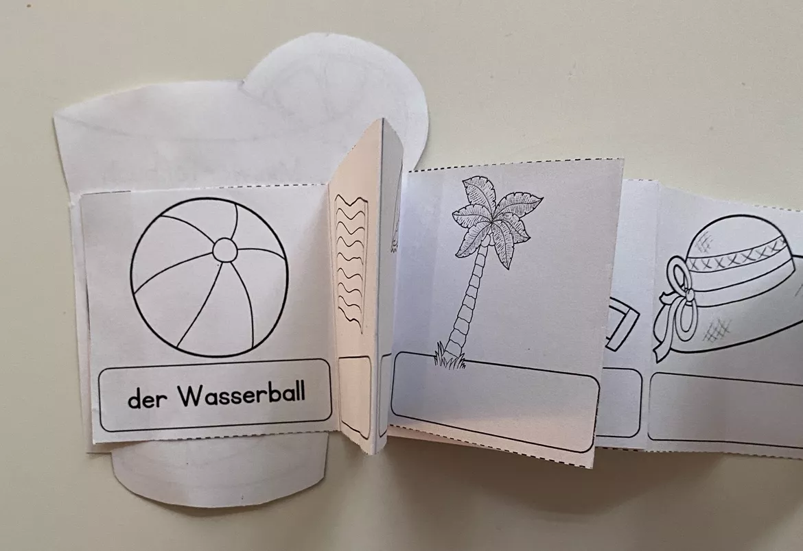 Bild in der Beschreibung des Unterrichtsmaterials Deutsch/ DaZ - Sommer - Miniwörterbuch (Leporello) von Cupcake