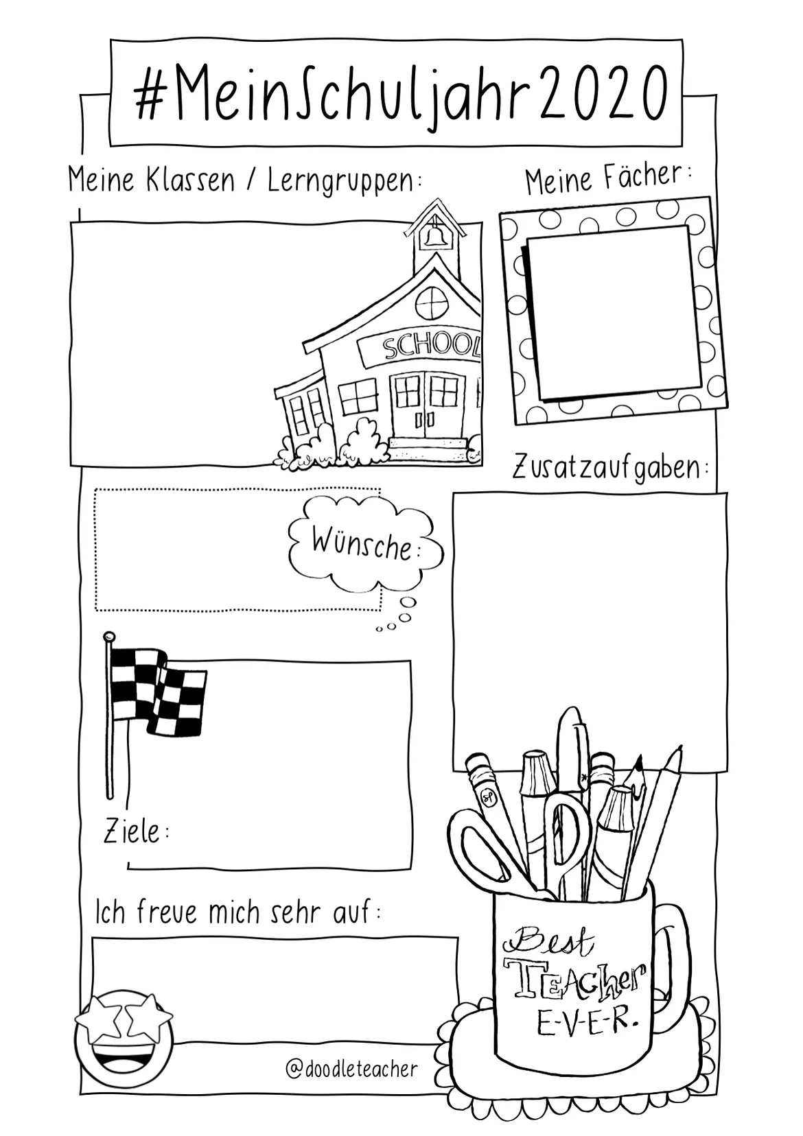 Bild in der Beschreibung des Unterrichtsmaterials Mein Schuljahr 2020 - Sketchnote für LehrerInnen von Doodleteacher #1