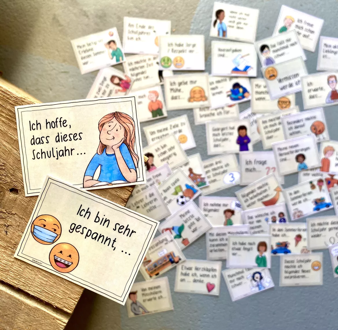 Bild in der Beschreibung des Unterrichtsmaterials Schuljahresanfang - 50 Reflexions und Gesprächskarten von Doodleteacher #1