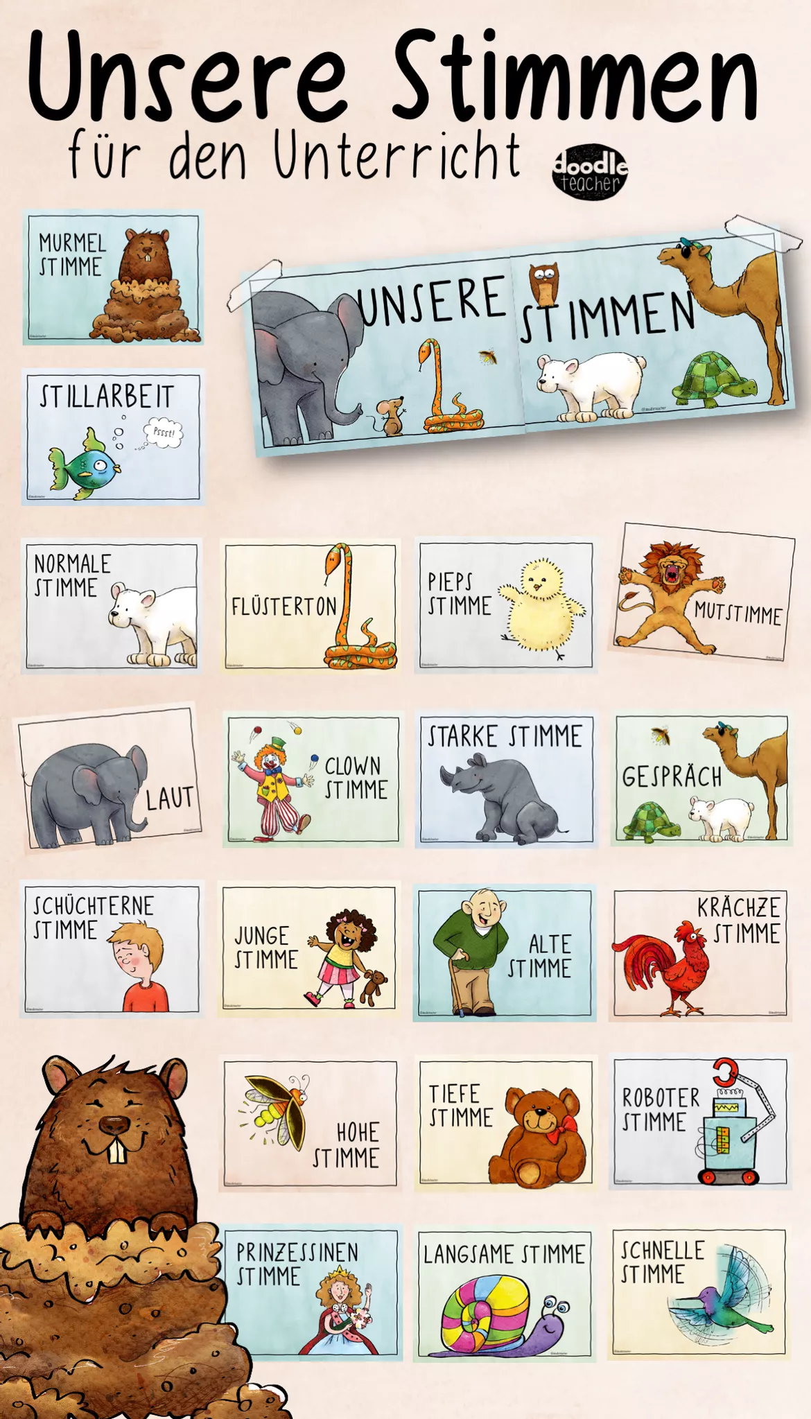 Bild in der Beschreibung des Unterrichtsmaterials Lautstärke - Unsere Stimmen - (Classroom Management) Aufmerksamkeit / Ruhe von Doodleteacher #7