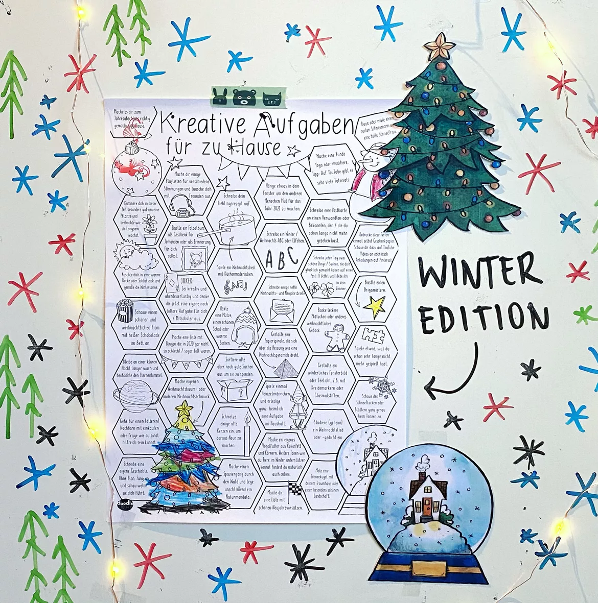 Bild in der Beschreibung des Unterrichtsmaterials Kreative Aufgaben für zu Hause - Winter / Weihnachten von Doodleteacher #1