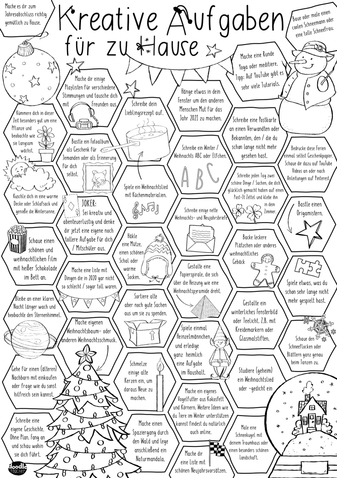 Bild in der Beschreibung des Unterrichtsmaterials Kreative Aufgaben für zu Hause - Winter / Weihnachten von Doodleteacher #2