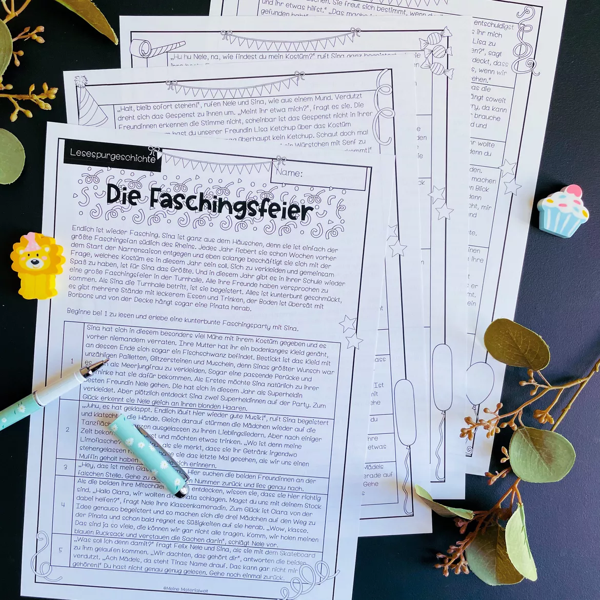 Bild in der Beschreibung des Unterrichtsmaterials Lesespurgeschichte Fasching - 2-fach differenziert von Meine Materialwelt #2