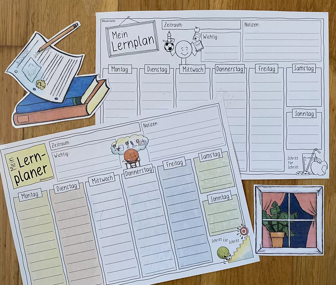 Bild in der Beschreibung des Unterrichtsmaterials Mein Lernplan - Vorlagen für das Lernen zu Hause von Doodleteacher #1