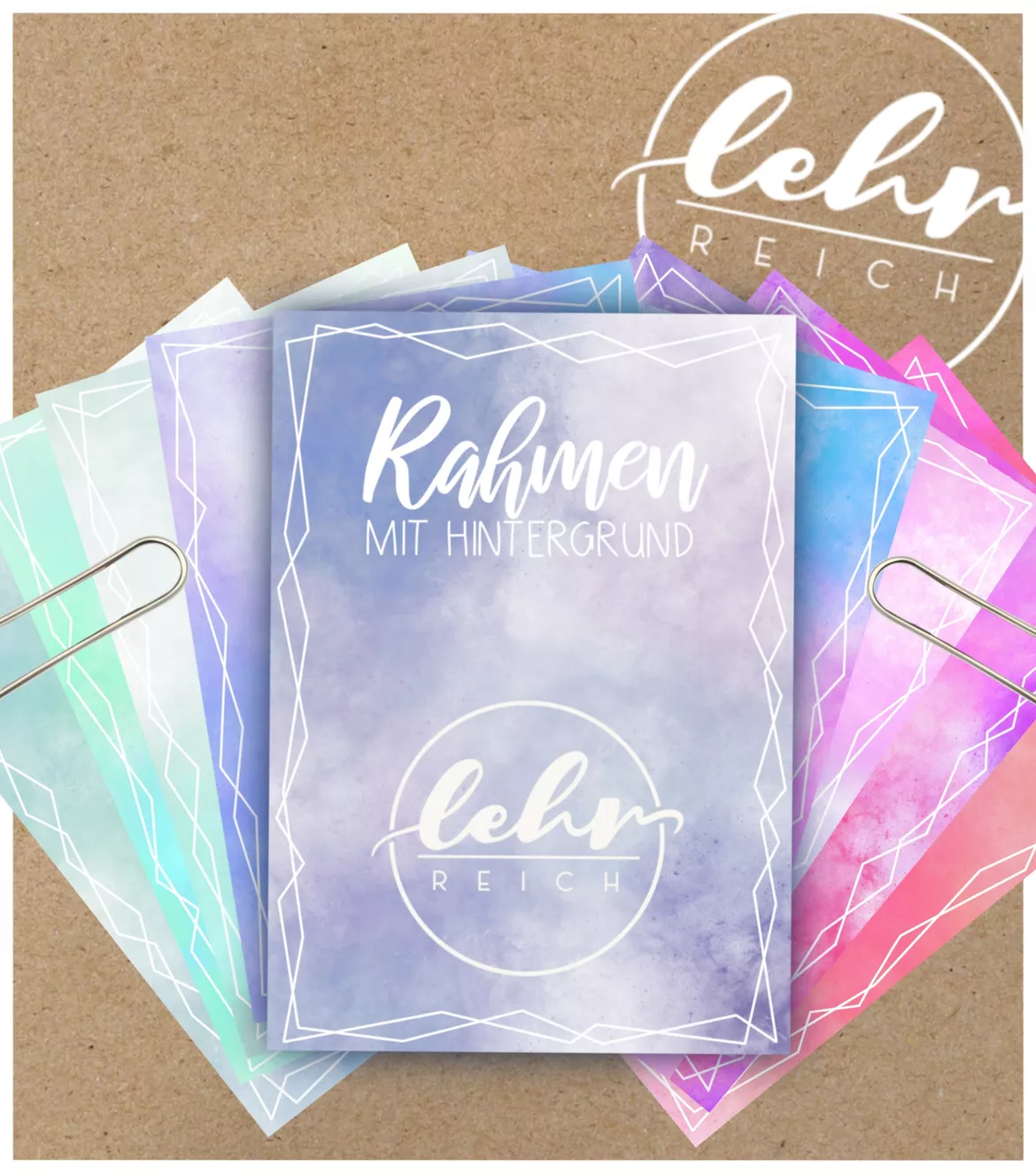 Bild in der Beschreibung des Unterrichtsmaterials Freebie Rahmen mit Hintergrund "Farbennebel" von lehrreich #1