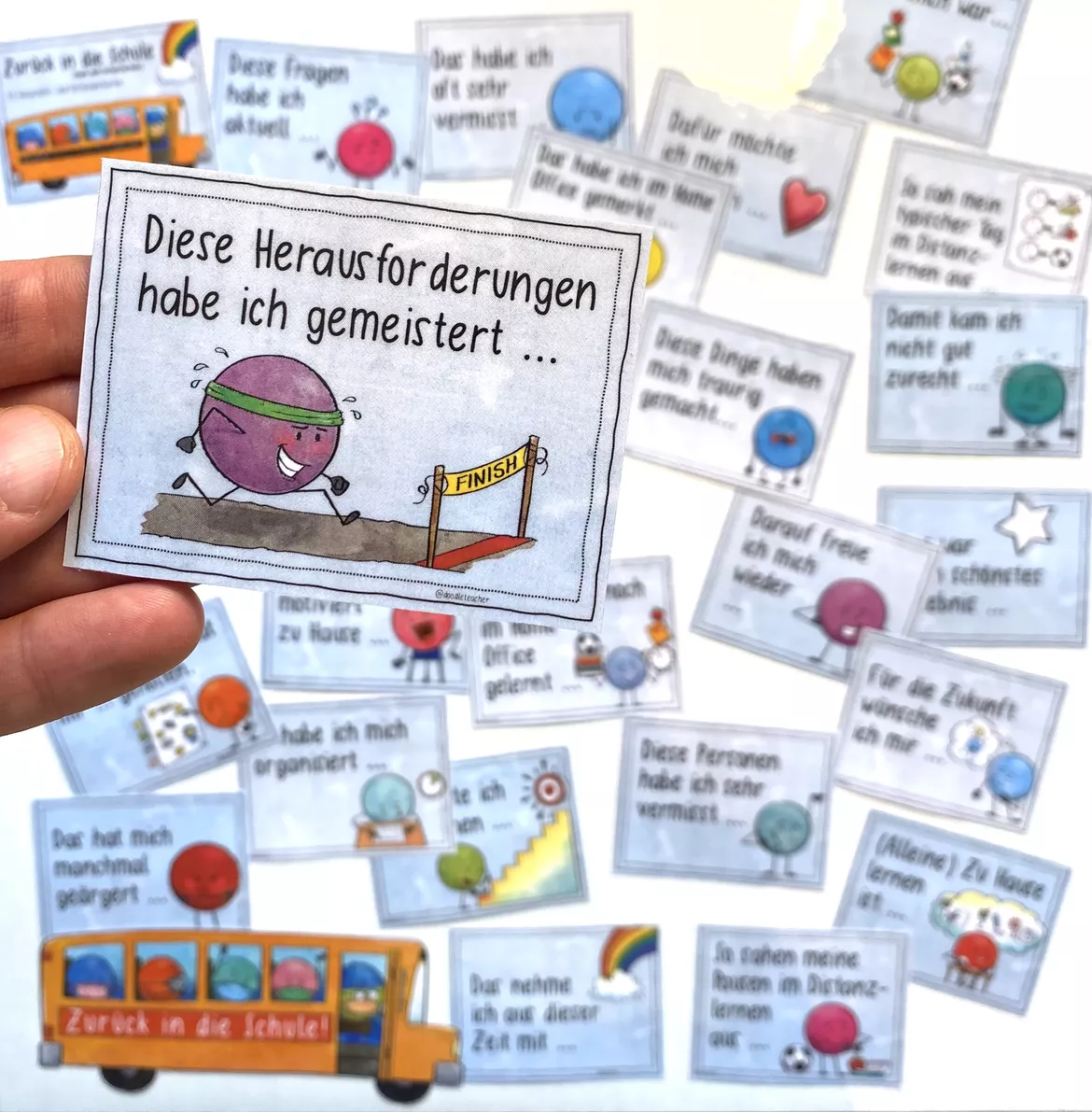 Bild in der Beschreibung des Unterrichtsmaterials Zurück in die Schule - 50 Gesprächskarten (Distanzlernen) von Doodleteacher #2