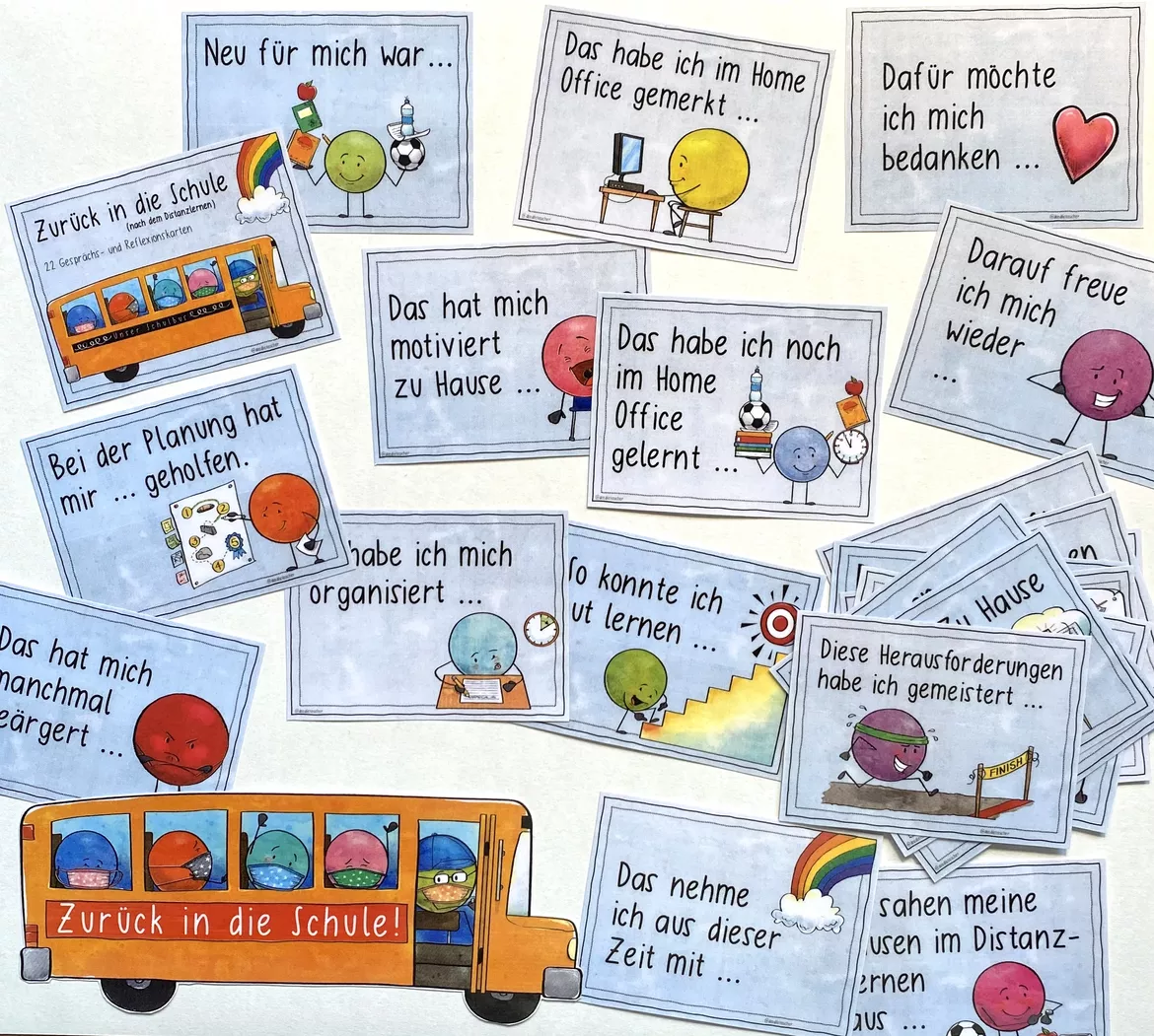Bild in der Beschreibung des Unterrichtsmaterials Going Back to School - 30 Reflexions- und Gesprächskarten von Doodleteacher #1