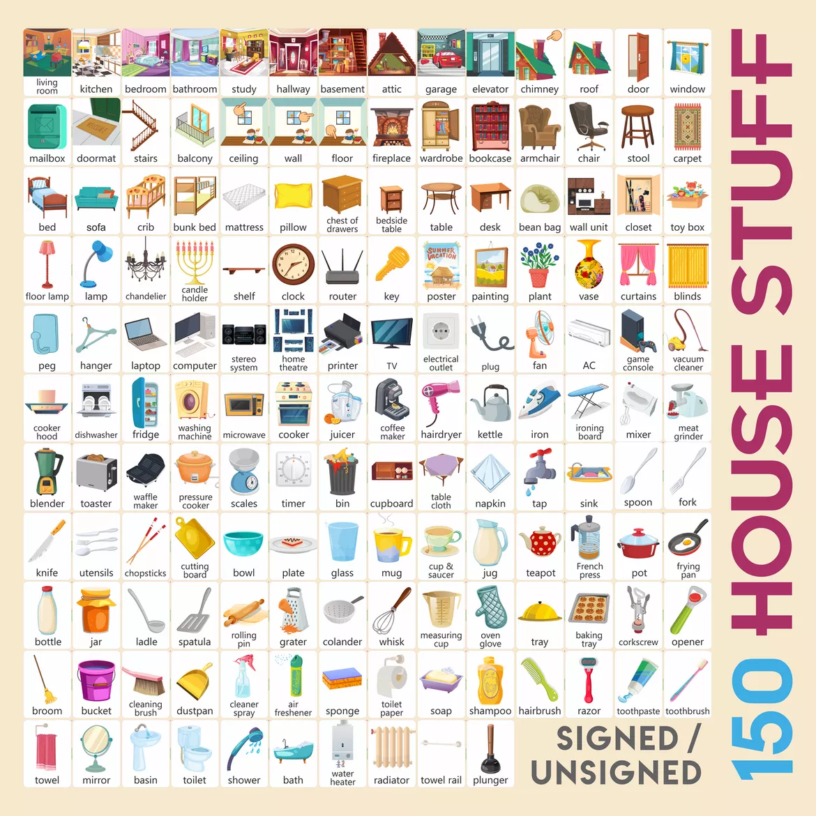 Bild in der Beschreibung des Unterrichtsmaterials House Stuff Flashcards von Language Stuff #1