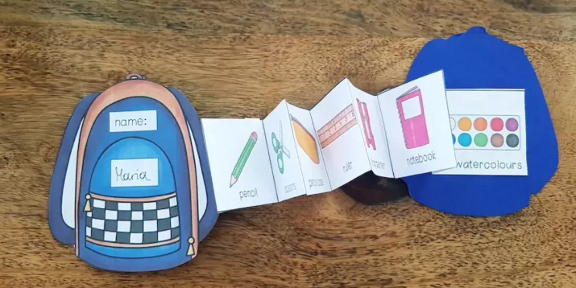 Bild in der Beschreibung des Unterrichtsmaterials THINGS IN MY SCHOOLBAG - Booklet (Vocabulary Craftivity for all languages) von MyTeachingFactory #1