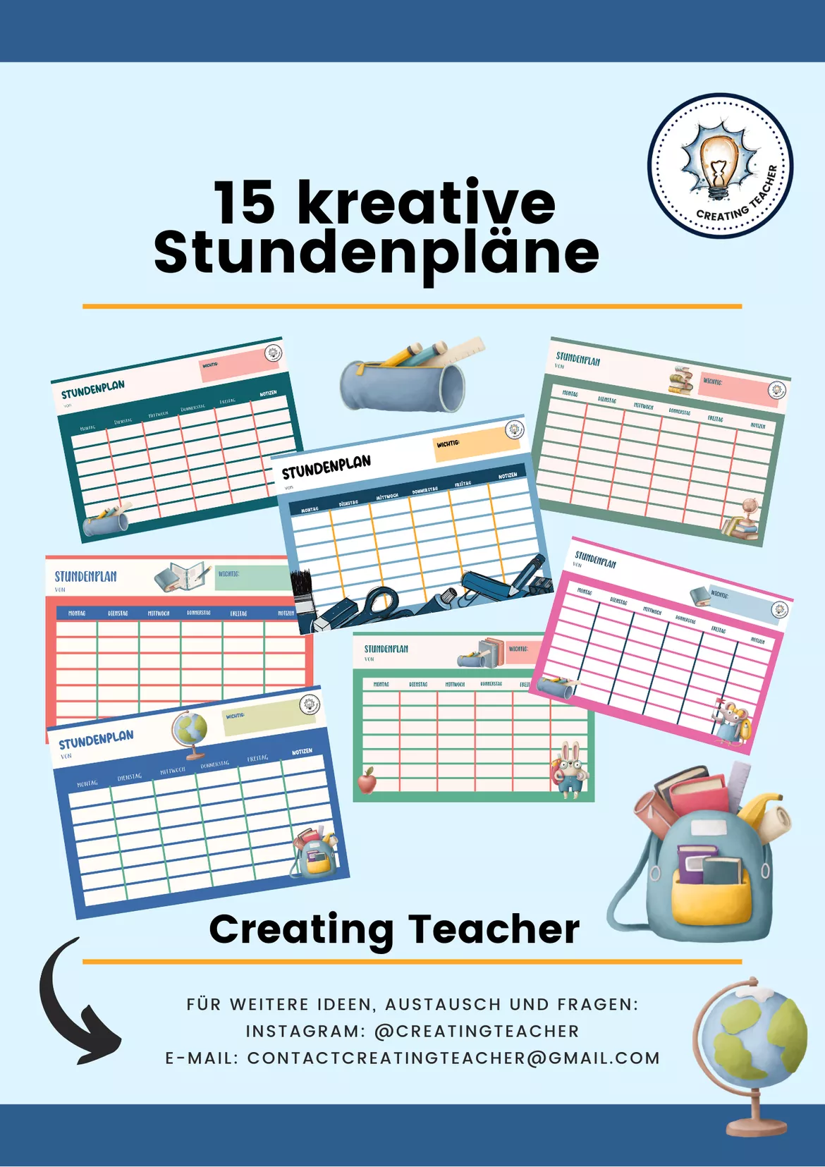 Bild in der Beschreibung des Unterrichtsmaterials Stundenplan Kopiervorlage Freebie Procreate von CreatingTeacher #1