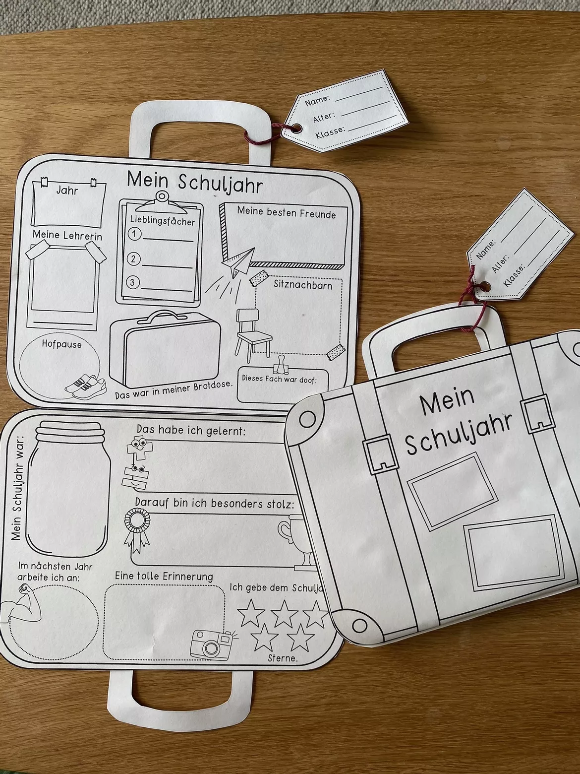 Bild in der Beschreibung des Unterrichtsmaterials Mein Schuljahr Koffer - Bastelvorlage um Erinnerungen festzuhalten von Odd Bird & Company #1