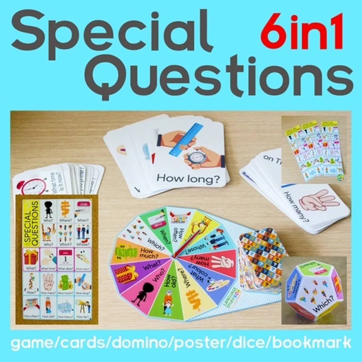 Bild in der Beschreibung des Unterrichtsmaterials Special questions 6in1 von Language Stuff #1