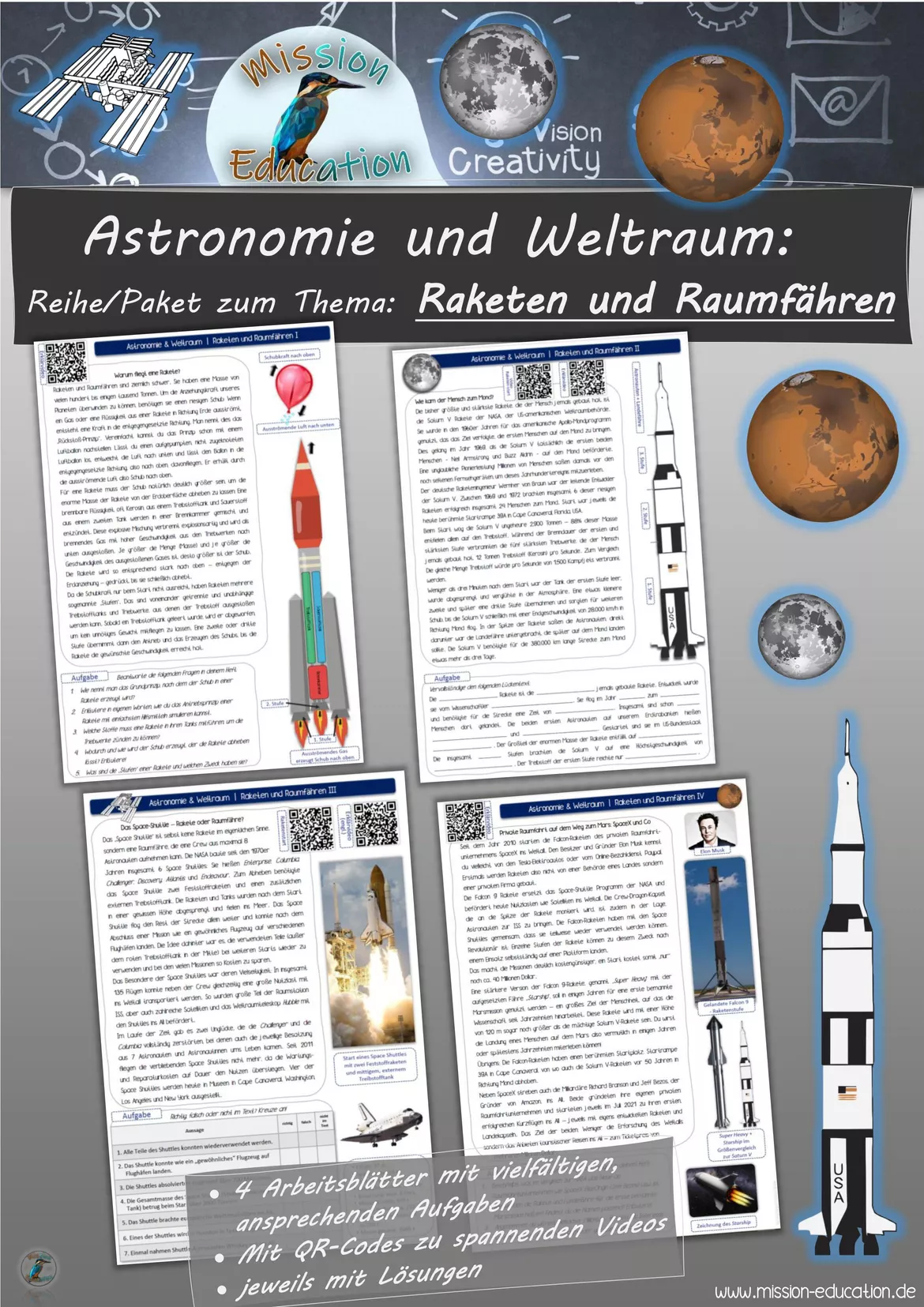 Bild in der Beschreibung des Unterrichtsmaterials Private Raumfahrt auf dem Weg zum Mars: SpaceX und Co (Astronomie & Weltraum - Raketen und Raumfähren IV) von Mission Education #1