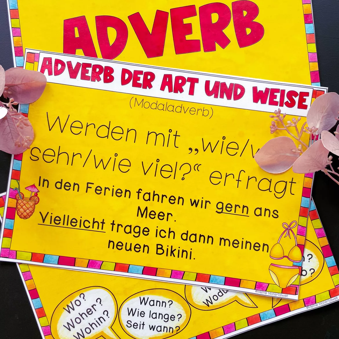 Bild in der Beschreibung des Unterrichtsmaterials Merkplakat / Merkposter zu den nicht flektierbaren Wortarten von Meine Materialwelt #2