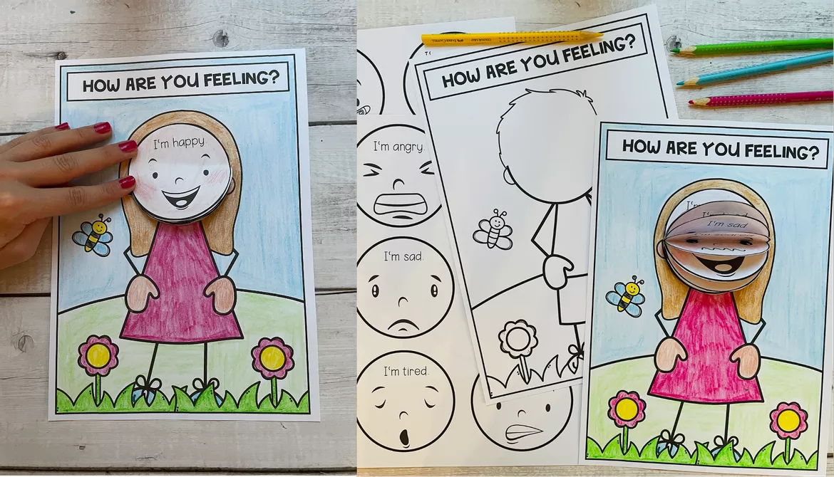 Bild in der Beschreibung des Unterrichtsmaterials Feelings / Emotions – How are you feeling? | Craftivity & Bastelvorlage Englisch von Unterrichtmitspass #1