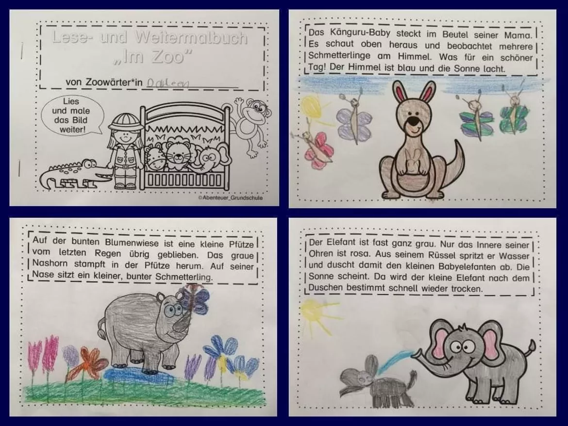 Bild in der Beschreibung des Unterrichtsmaterials Lese-Weitermalbuch "Im Zoo" (lesen und weitermalen) von Abenteuer Grundschule #1