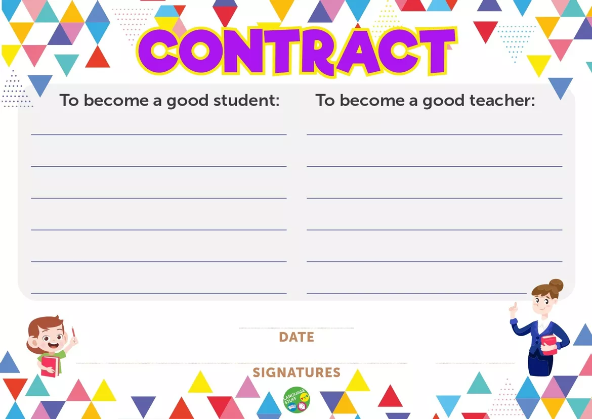 Bild in der Beschreibung des Unterrichtsmaterials Contract (Classroom Management) von Language Stuff #1