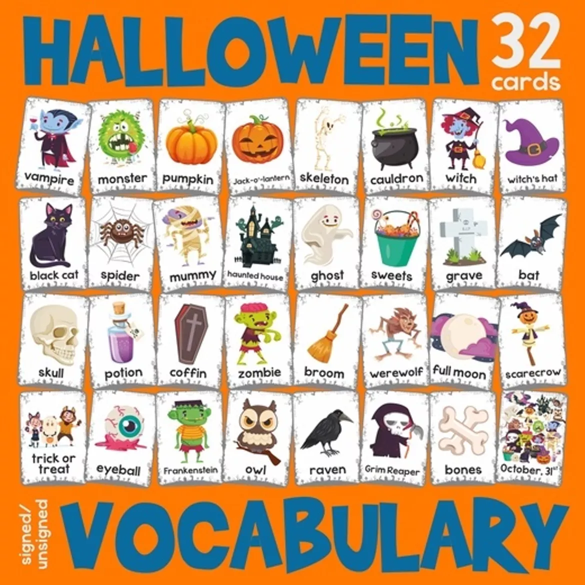Bild in der Beschreibung des Unterrichtsmaterials Halloween Vocabulary Cards von Language Stuff #1