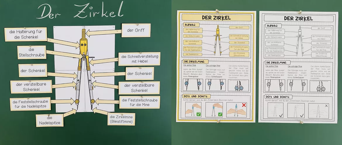 Bild in der Beschreibung des Unterrichtsmaterials Zirkel kennenlernen & Kreise zeichnen | Lernwerkstatt mit 7 Materialien 5. Klasse von Unterrichtmitspass #2