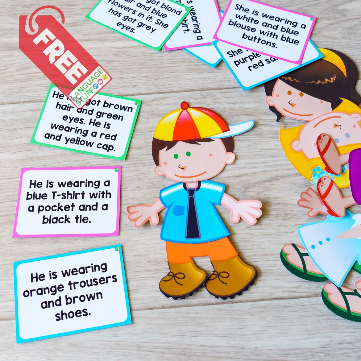 Bild in der Beschreibung des Unterrichtsmaterials Appearance and clothes reading comprehension puzzles von Language Stuff #1