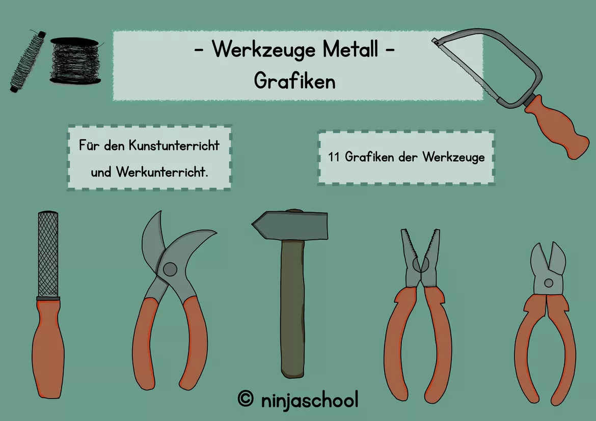 Bild in der Beschreibung des Unterrichtsmaterials Grafiken zu den Werkzeugen - Werkstoff Metall von Ninjaschool - Kreative Materialien #1