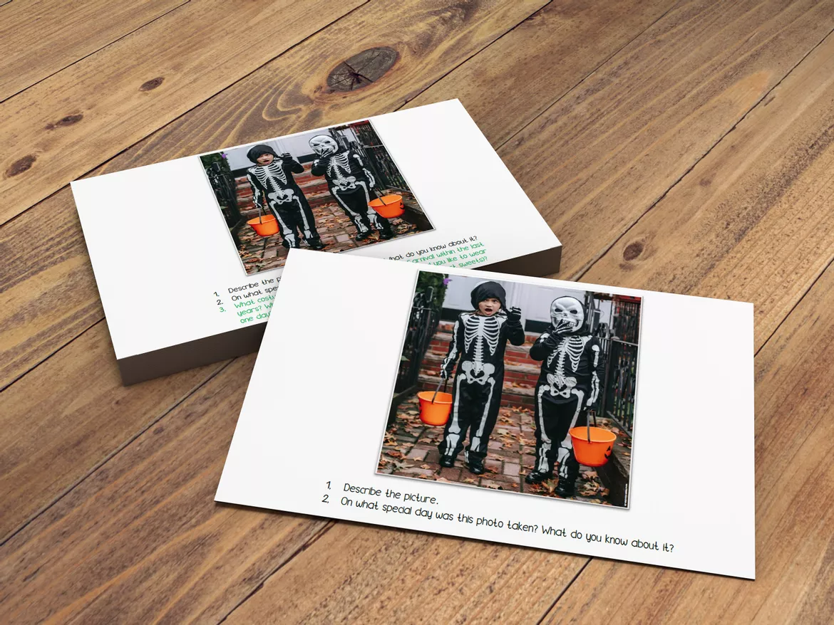 Bild in der Beschreibung des Unterrichtsmaterials Describing pictures / Bildbeschreibung ab Kl. 7 - Mündliche Prüfung Englisch (oral exam) – Training & Prüfung (Gesamtpaket mit 45 Bildkarten) von Mission Education #4