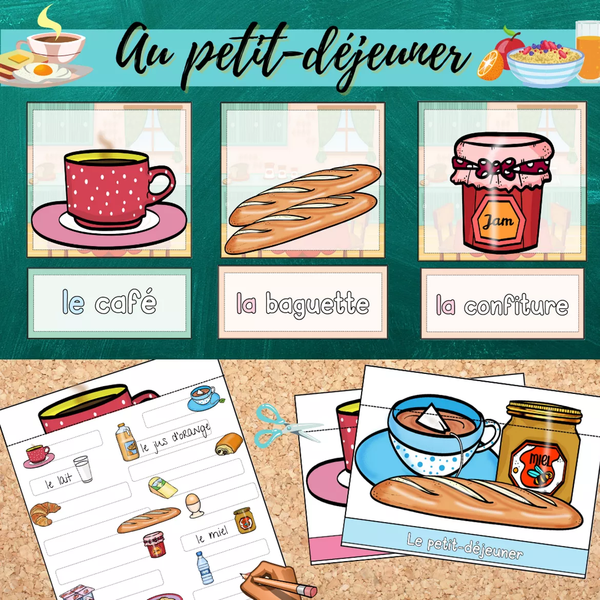 Bild in der Beschreibung des Unterrichtsmaterials Materialpaket: Au petit-déjeuner/ Article partitif (Teilungsartikel) von Mme_Sie #2