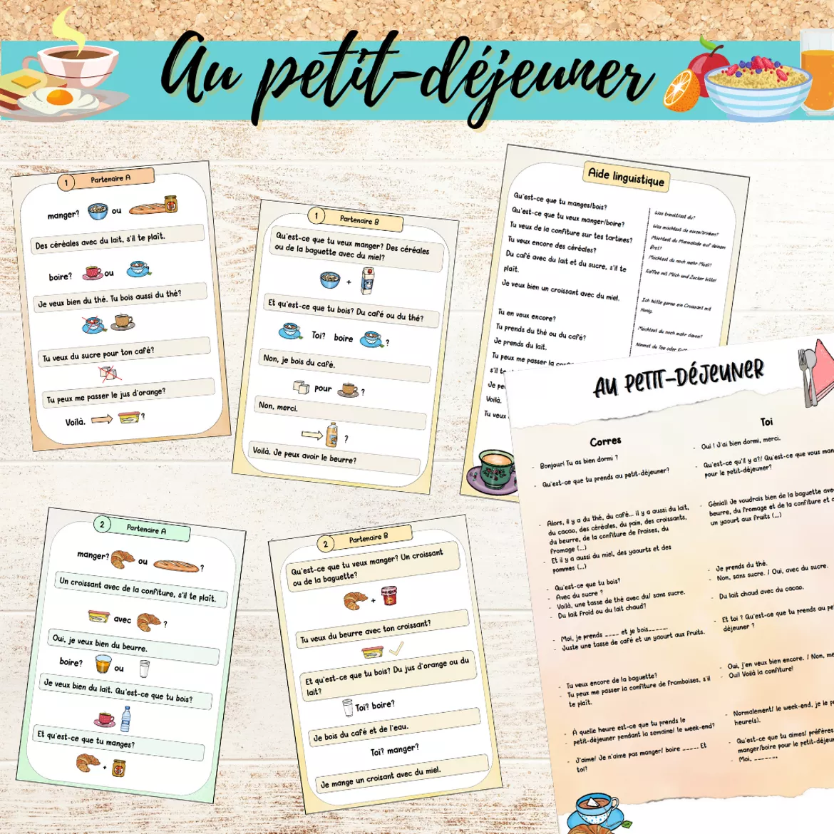Bild in der Beschreibung des Unterrichtsmaterials Materialpaket: Au petit-déjeuner/ Article partitif (Teilungsartikel) von Mme_Sie #5