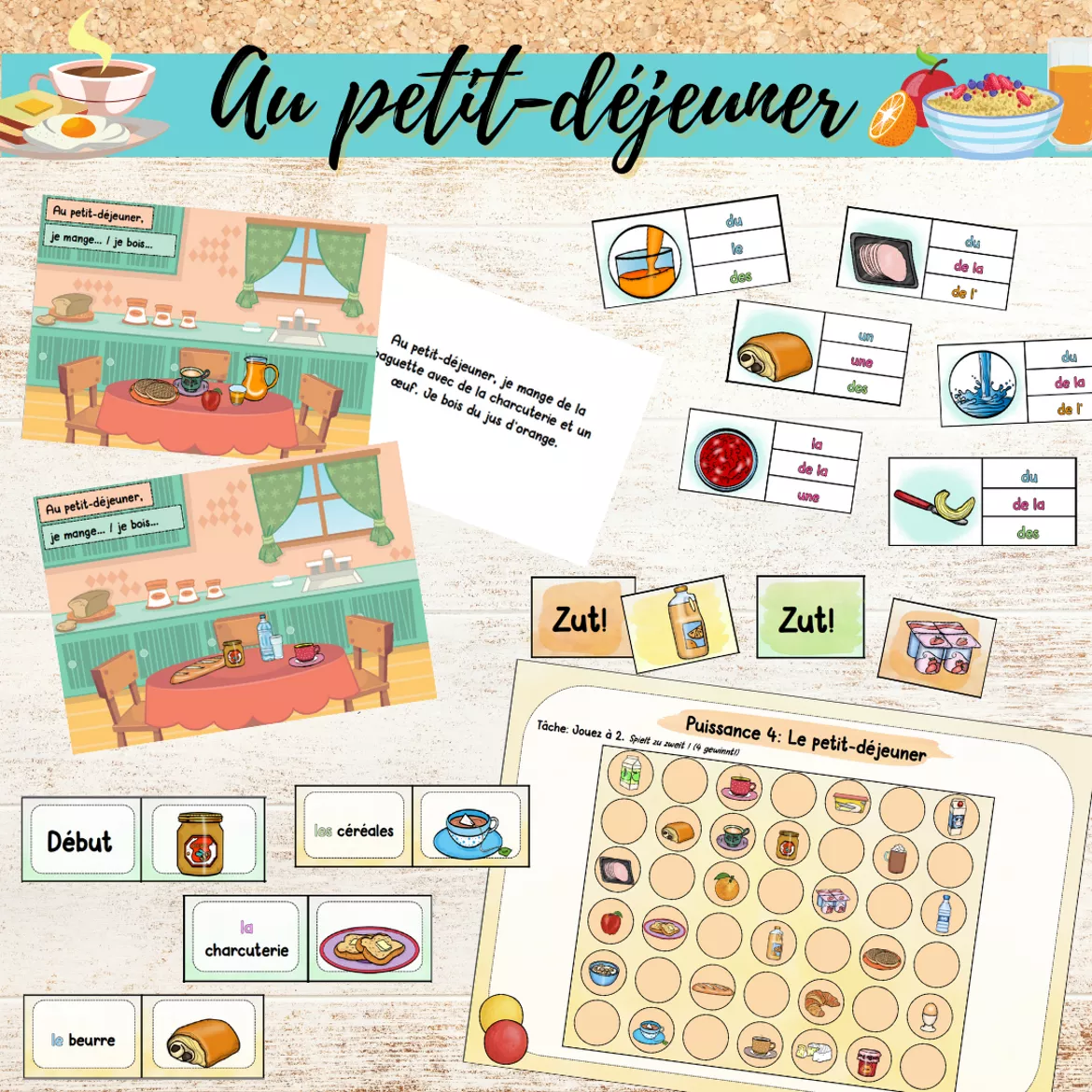 Bild in der Beschreibung des Unterrichtsmaterials Materialpaket: Au petit-déjeuner/ Article partitif (Teilungsartikel) von Mme_Sie #3