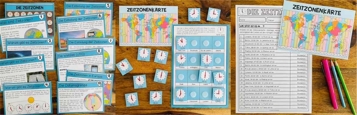 Bild in der Beschreibung des Unterrichtsmaterials ZEITZONEN - Lernwerkstatt von Unterrichtmitspass #1