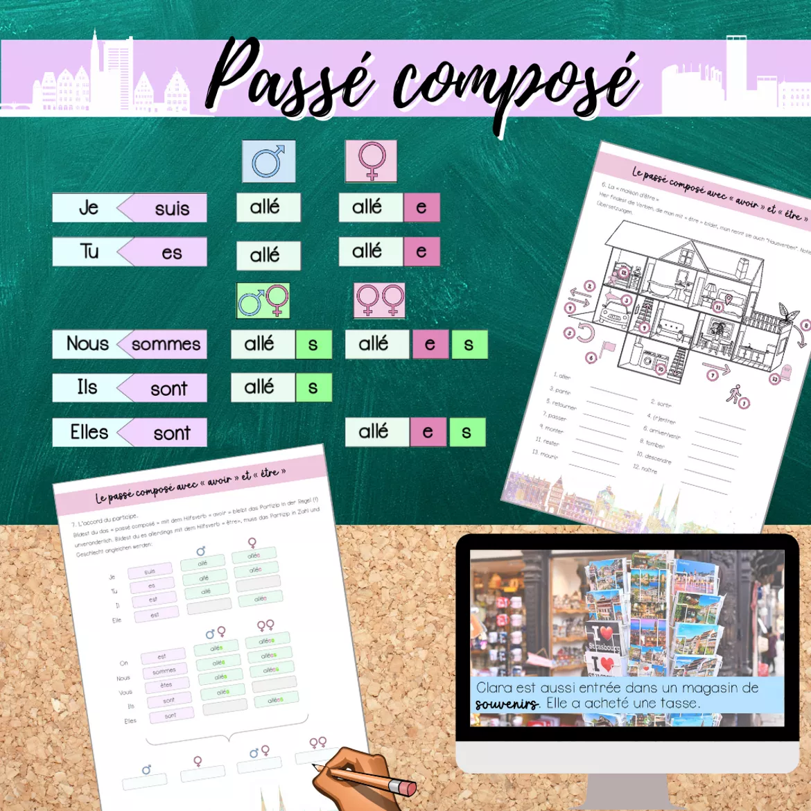 Bild in der Beschreibung des Unterrichtsmaterials Materialpaket: Passé composé avec avoir et être (Grammaire) von Mme_Sie #3