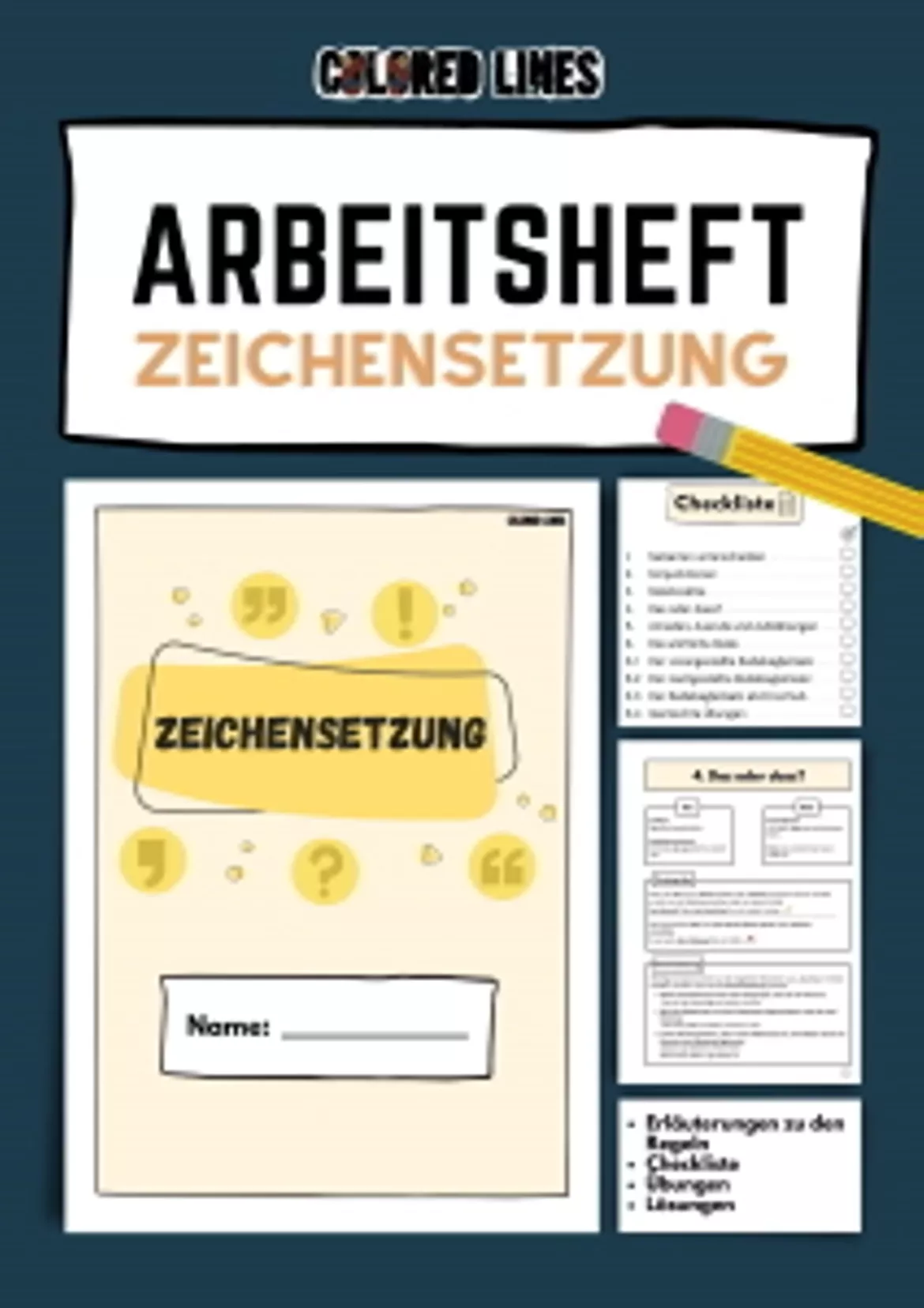 Bild in der Beschreibung des Unterrichtsmaterials Konjunktionen (Zeichensetzung) von Colored Lines #1