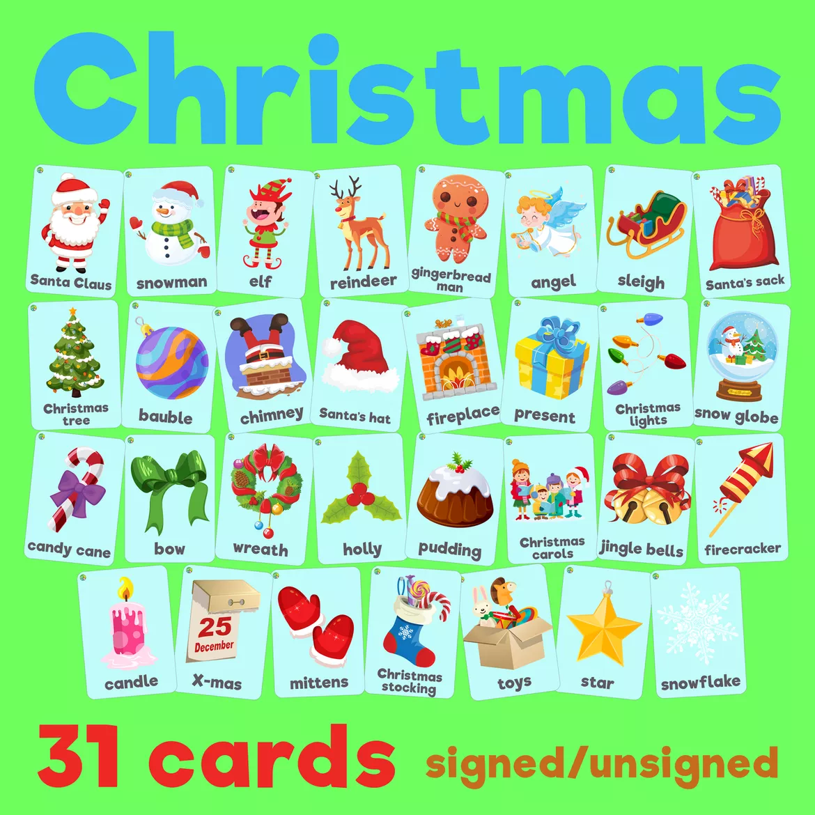 Bild in der Beschreibung des Unterrichtsmaterials Christmas vocabulary 2in1 von Language Stuff #1