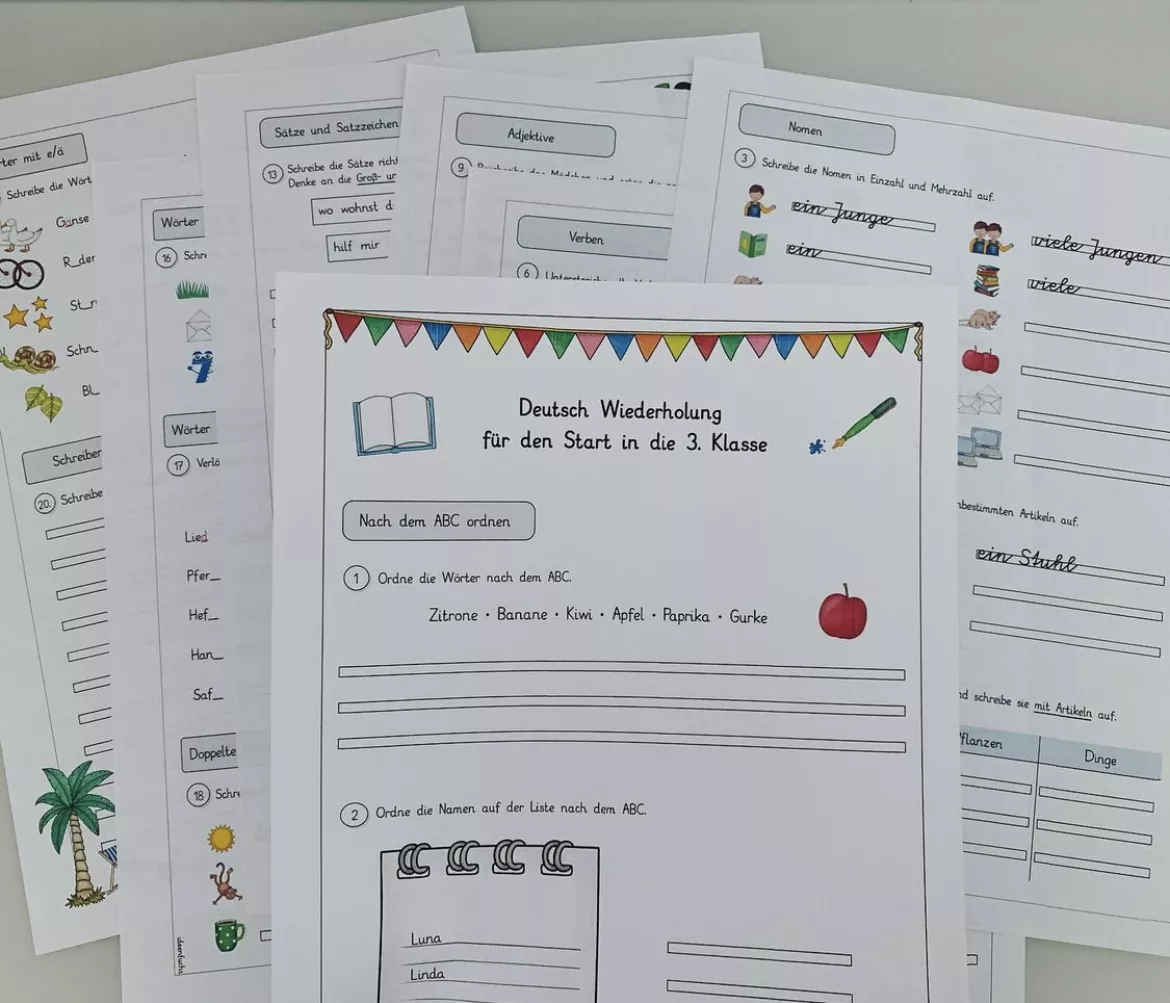 Bild in der Beschreibung des Unterrichtsmaterials Deutsch Wiederholung Klasse 2 von ideenfuchs #1
