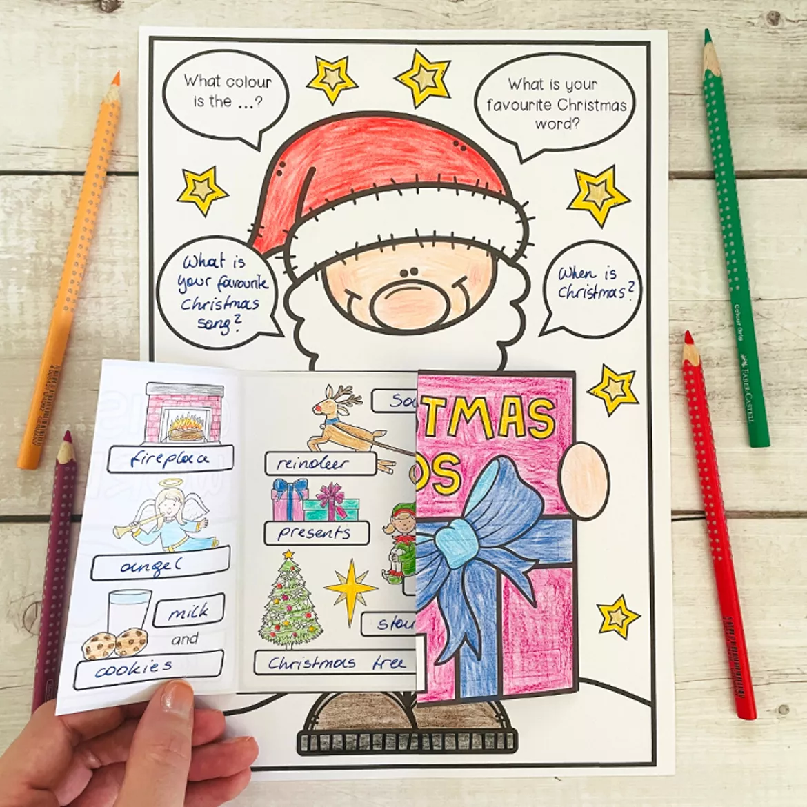 Bild in der Beschreibung des Unterrichtsmaterials Christmas Vocabulary Craftivity – Bastelvorlage Weihnachten | Wortschatz Englisch 4.–5. Klasse von Unterrichtmitspass #2