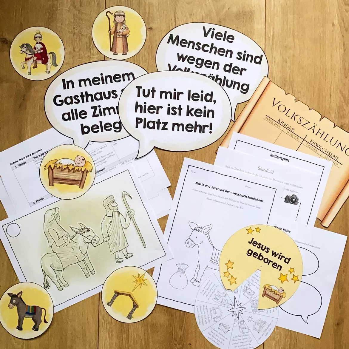 Bild in der Beschreibung des Unterrichtsmaterials Jesus wird geboren - Unterrichtseinheit Klasse 2/3 von Lernketchup #1