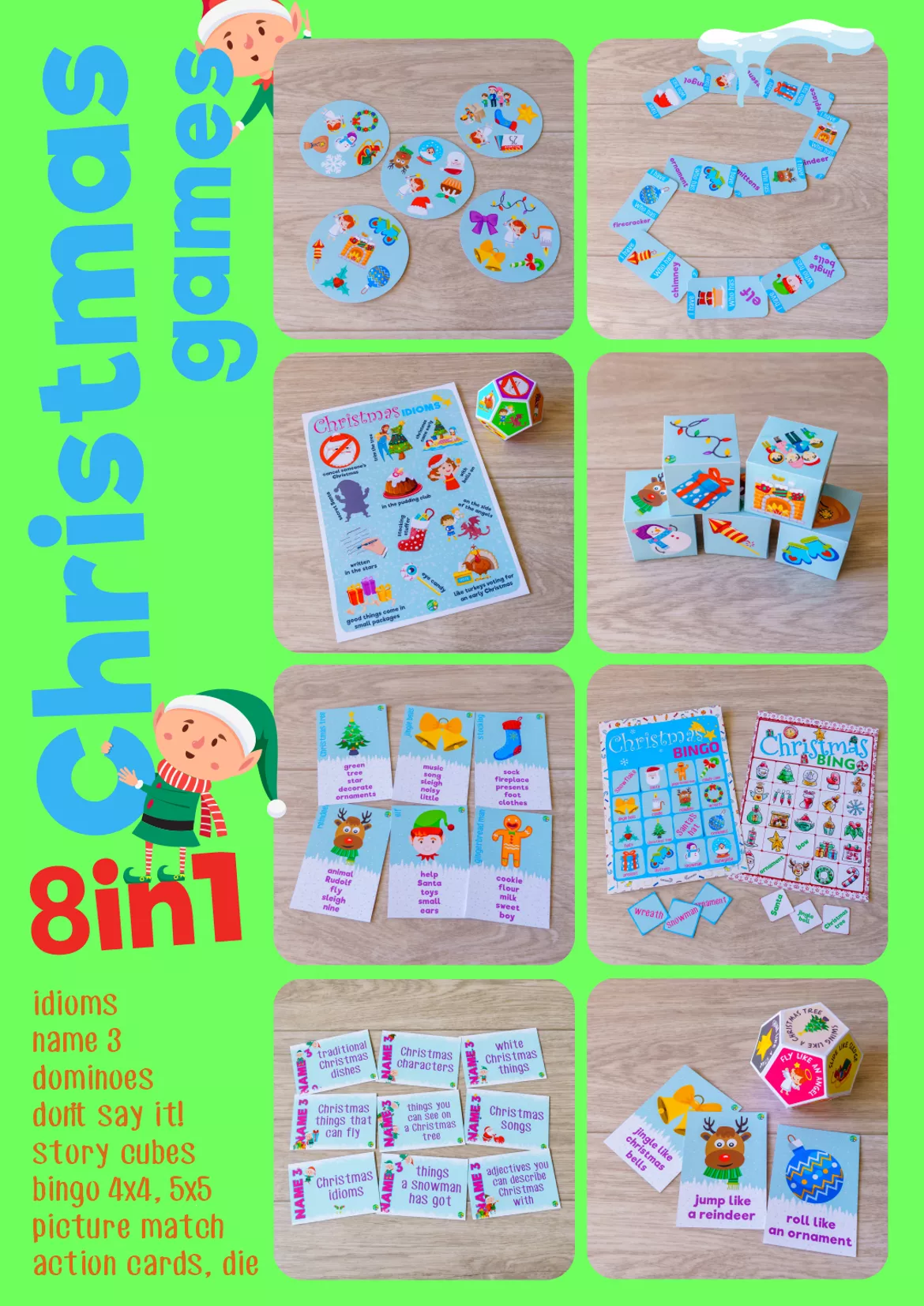 Bild in der Beschreibung des Unterrichtsmaterials Christmas Bundle 2in1 (flashcards+games) von Language Stuff #1